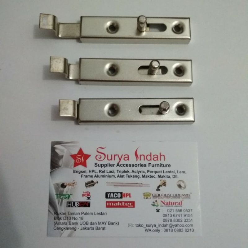 Grendel HK 3inci warna Chrome grendel pintu lemari
