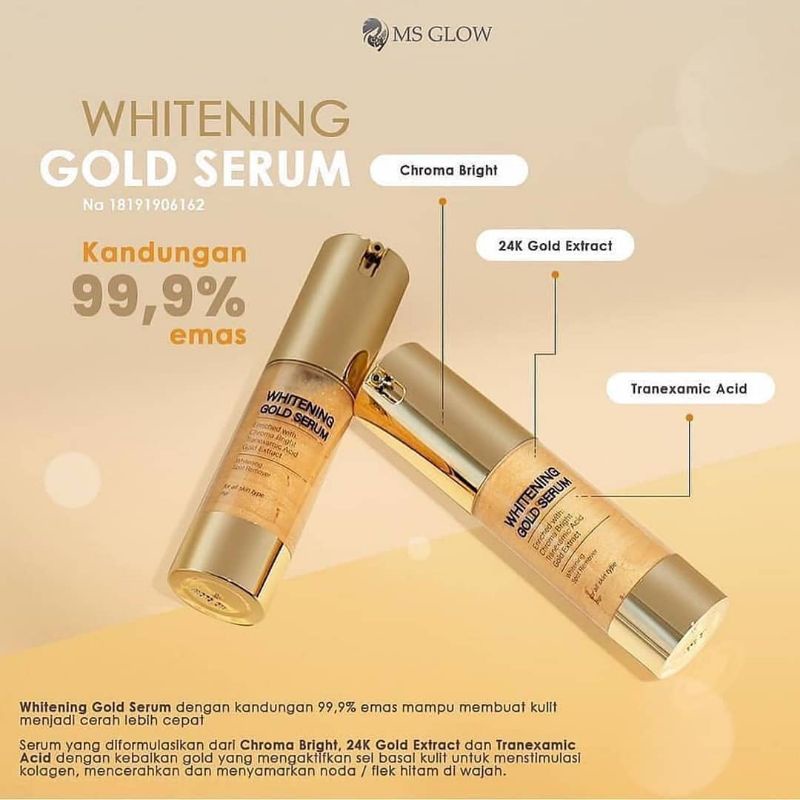 WHITENING GOLD SERUM MSGLOW, SERUM FLEK NODA HITAM SERUM SULTAN ANTI AGING