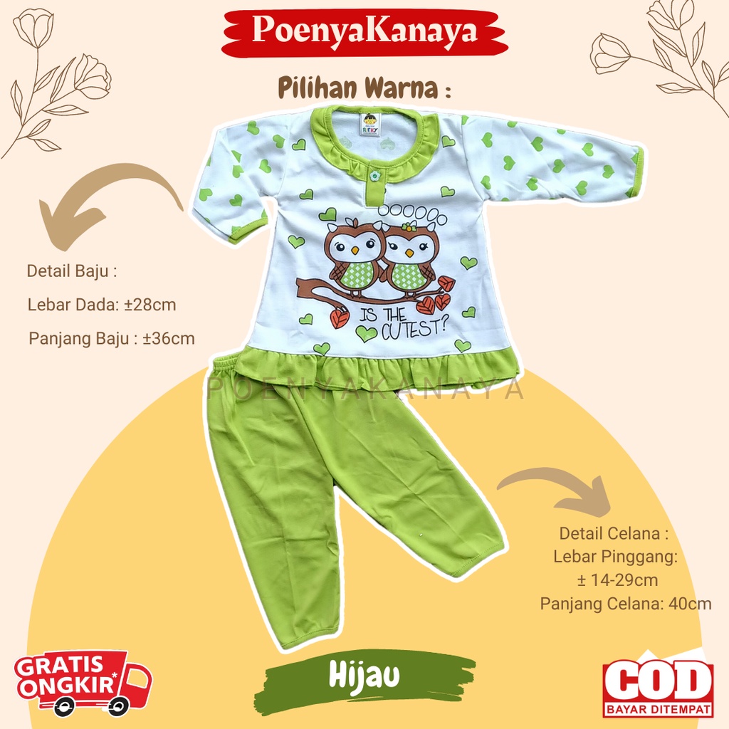 Setelan Baju Bayi Piyama Bayi Panjang Perempuan OWL RIFKY 6-18 bln SPY91