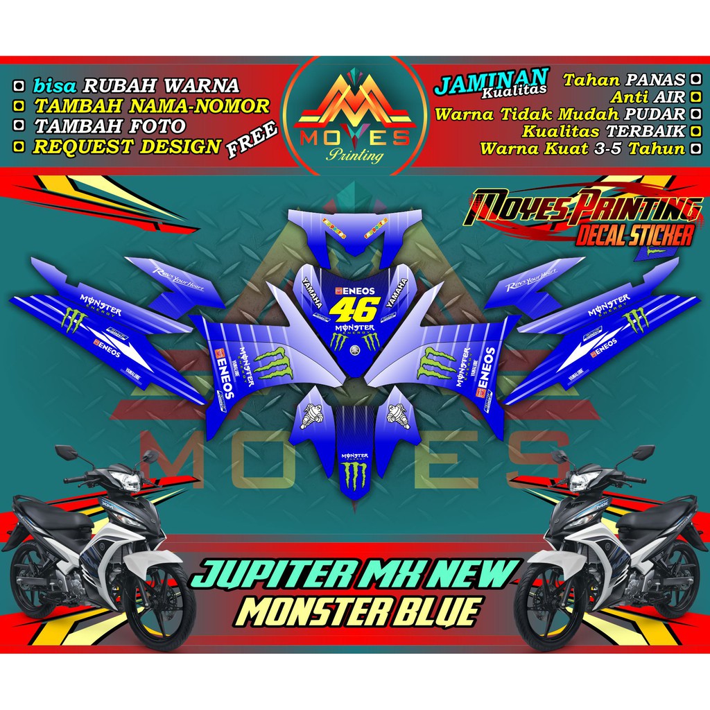 Jual Sticker Full Body Yamaha Jupiter Mx New 135 Decal Sticker Motor Jupiter Mx New 135 Monster Blue Indonesia Shopee Indonesia