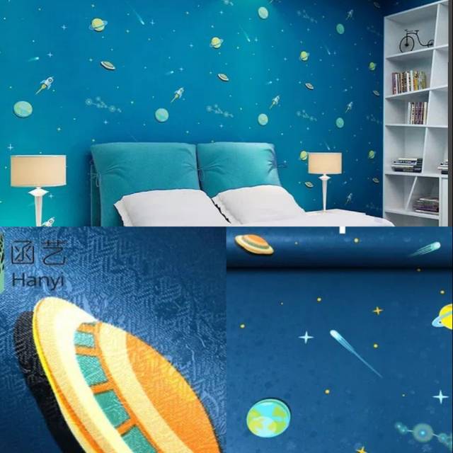 Grosir wallpaper dinding murah wallpaper biru wallpaper kamar anak wallpaper kartun wallpaper bintan