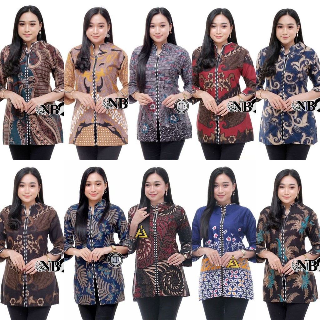 tey-17 Batik wanita ASJ SA HRB026 Kenongo Kemeja Tosca Pendek