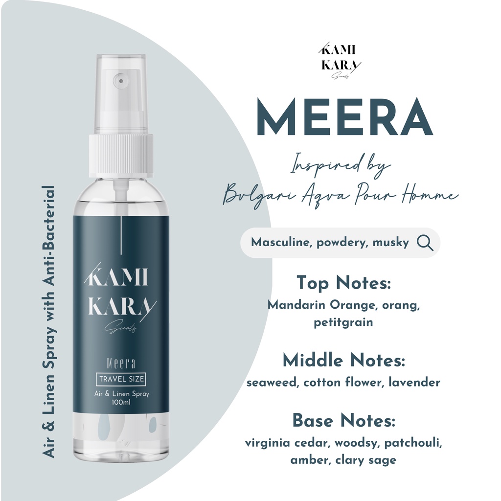Suplier Kamikara Air And Linen Spray (pengharum Ruangan Dan Kain) Anti Bakterial 100ml - Travel Size (meera) zWXryAou9gK7Lw