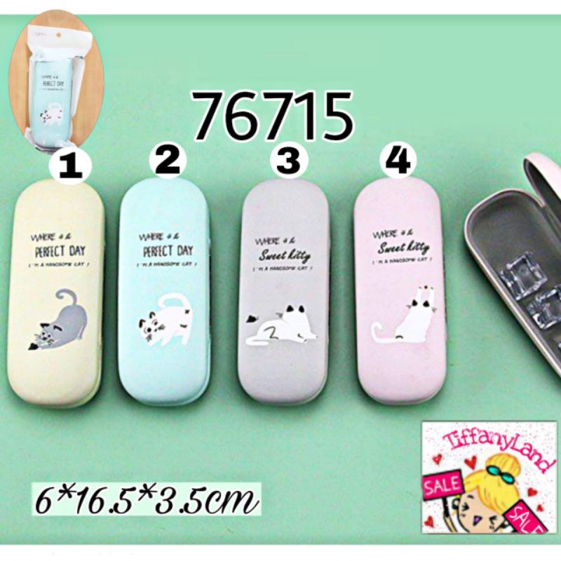 tempat kacamata hard cover white cat 76715