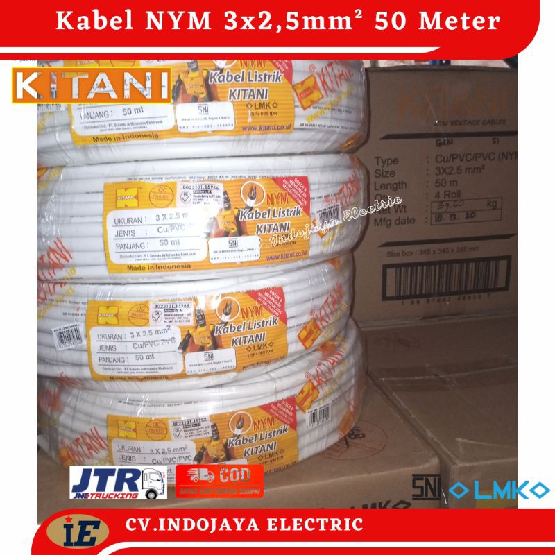 Kabel NYM 3x2,5 mm² Kitani Kabel Panjang 50 Meter Kabel Listrik Kawat