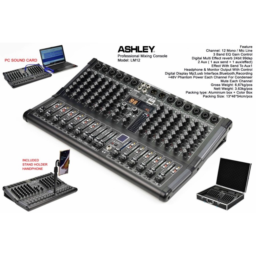 Mixer ASHLEY LM12/LM12 Mixer 12 channel - GARANSI RESMI