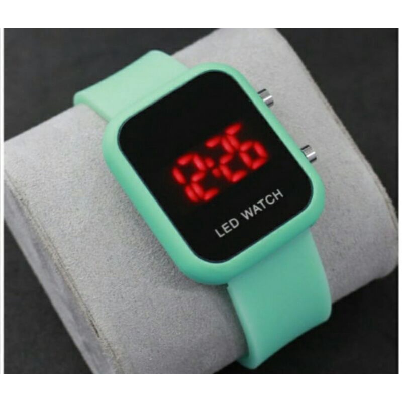 jam tangan LED Digital wanita jam tangan digital LED watch / jam tangan kekinian LED Digital / jam led karakter-hijau