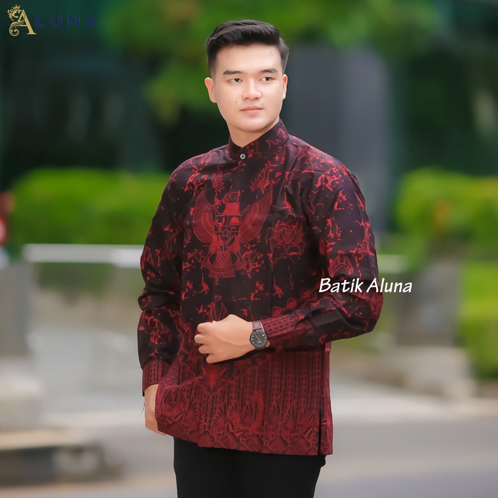 Aluna Baju Kemeja Koko Kurta Pakistan Pria Dewasa Motif Batik Baju Muslim Lengan Panjang Terbaru Good Quality Katun Premium MBA 007