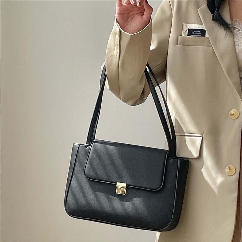 GUESS SELEMPANG TAS BAHU MULTIFUNGSI HITAM SIMPLE ELEGAN KOREAN STYLE MEDIUM SIZE