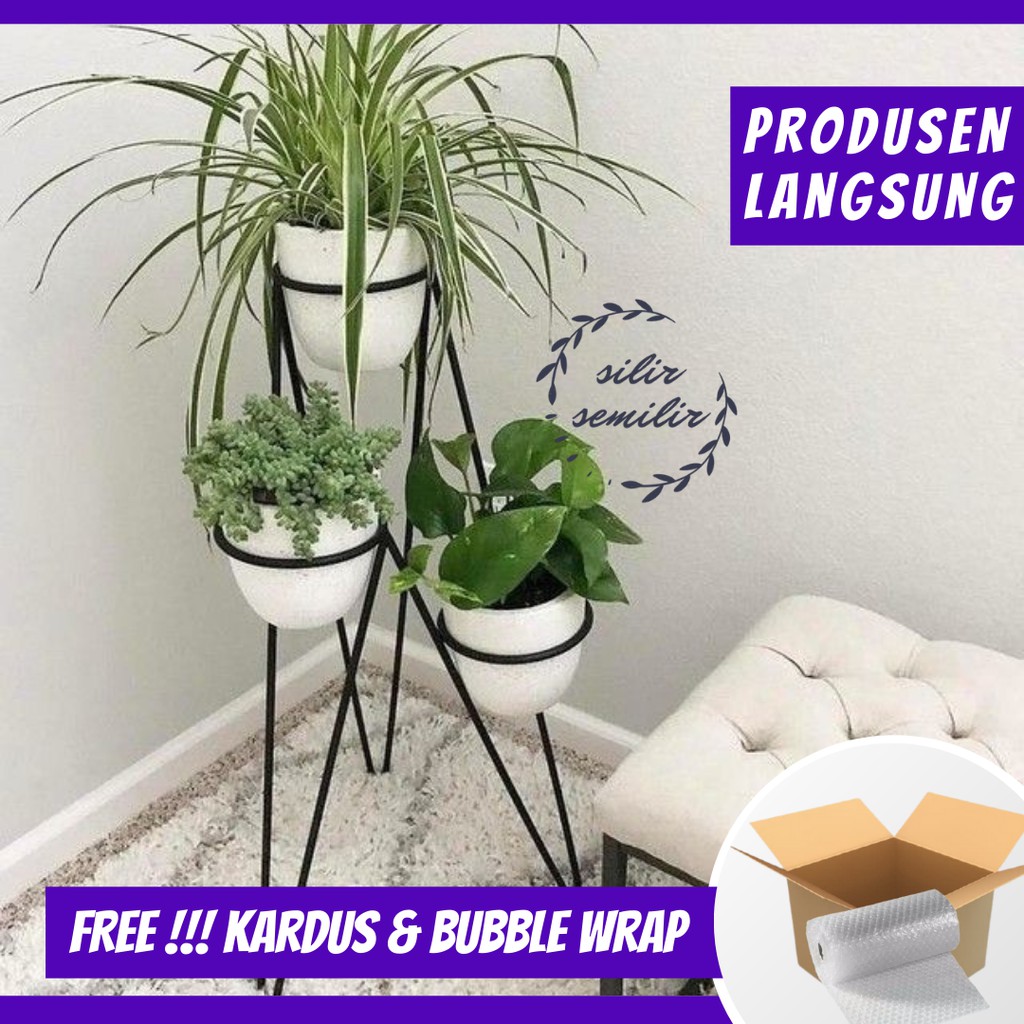 SMF018 Rak Standing Pot Hiasan Bunga Besi Plastik Dekorasi Dinding Ruang Kamar Tamu Tidur Rumah