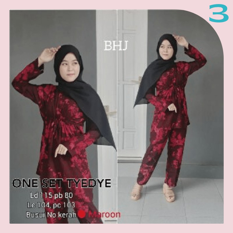 Tie Dye Tiedye Set Tie Die Tiedie One Set Busui Setelan Lengan Panjang Bahan Rayon Tebal Adem