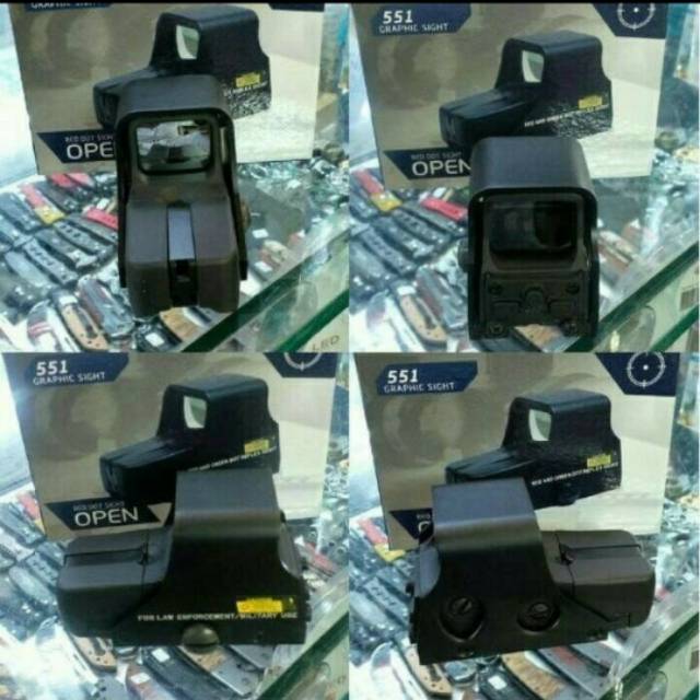 Air Rifle Scope 551 for Airsoft Red Green 4 Reticle Reflex Dot