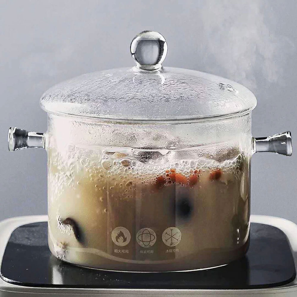 Pot Panci Masak Sop Air Mie Bahan Kaca Borosilicate Tahan Panas 15cm [[WAJIB BELI EKSTRA BUBBLE Link di Deskripsi]]