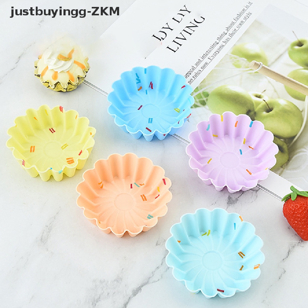 5 Pcs Cetakan Cupcake Muffin Bentuk Bulat Hati Persegi 3D Bahan Silikon