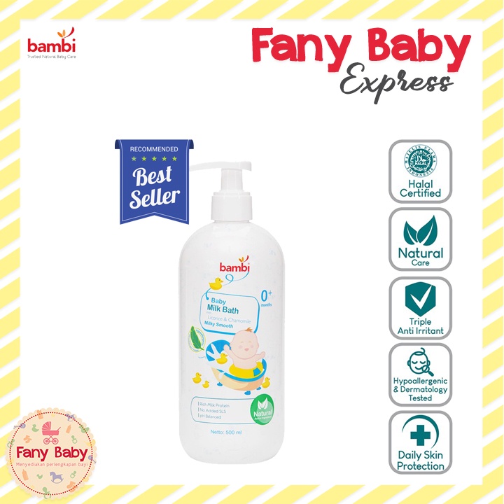 BAMBI BABY MILK BATH W / CHAMOMILE &amp; ANTI IRRITANT BOTTLE PUMP 500ML