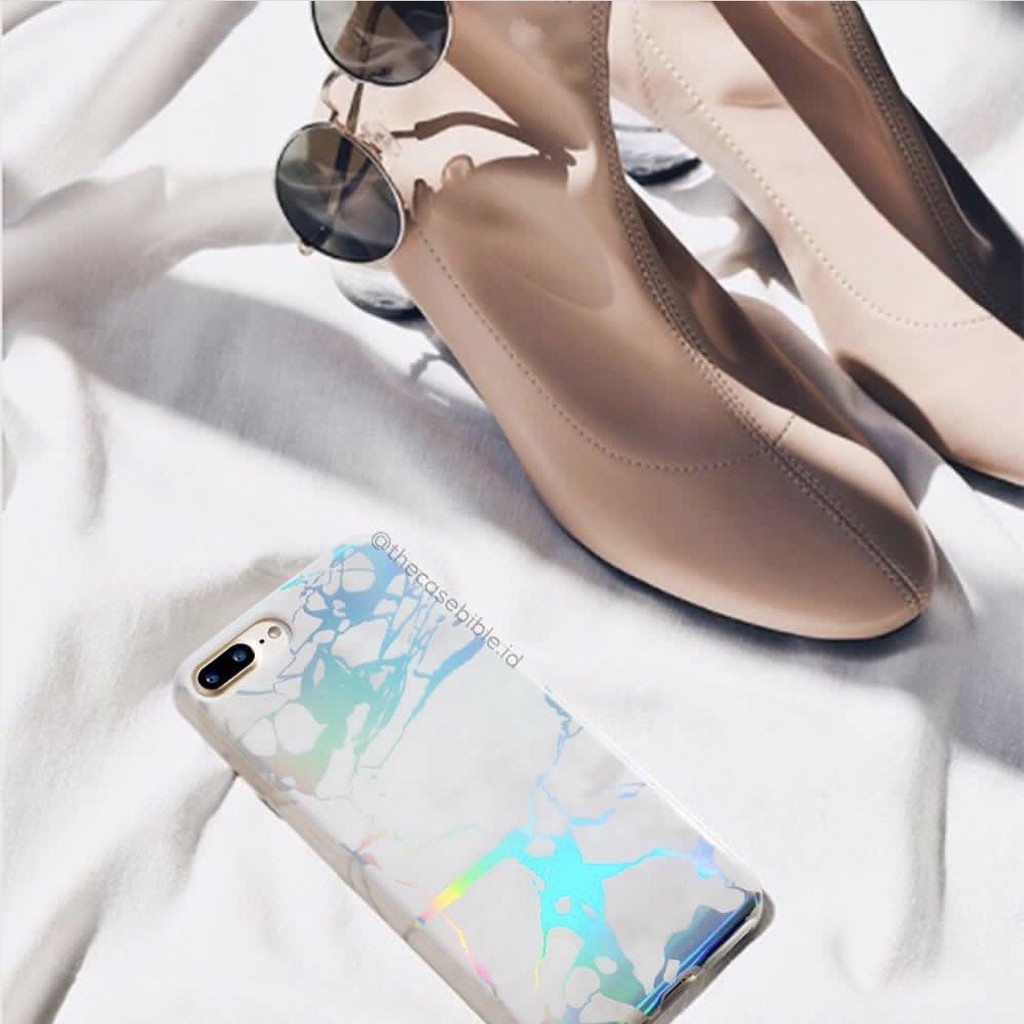 White Holo Marble Case iPhone