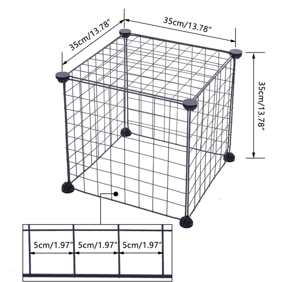 35*35CM Kandang Hewan Pagar Besi DIY Kandang Hewan Peliharaan Pet Cage Kandang Hamster Burung Pagar Besi DIY