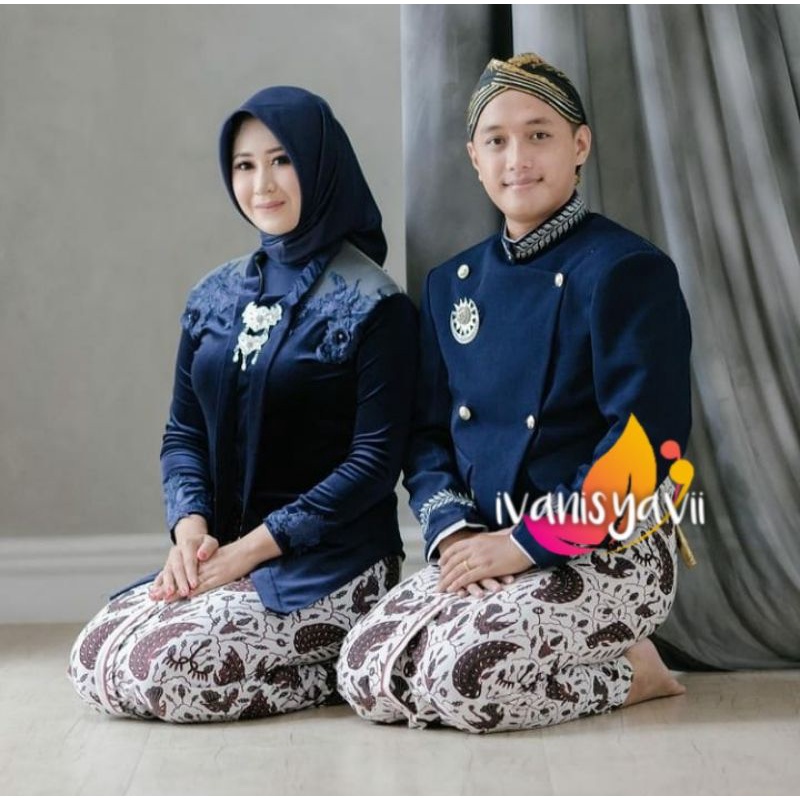 Baju Couple Adat Jawa/ Baju Prewed, Nuansa Warna Navy