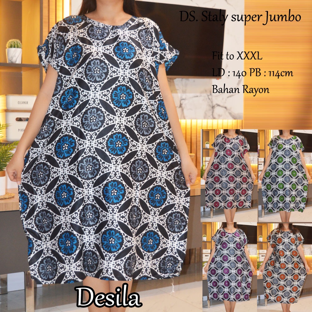 Daster super Jumbo staly LD 140 | 1kg muat 5pcs  | daster murah-2