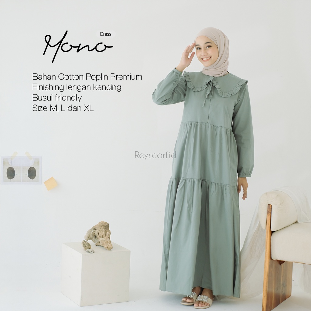 Mono Dress By Reyscarf.id Bahan Katun Poplin Premium - Dress Dewasa Elegant Adem Nyaman Dipakai - Bisa COD-PART2