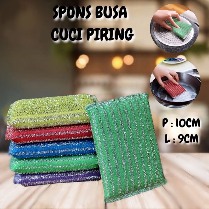 Sponge Cuci Piring Serbaguna Sponge Lapis Sabut Metalic Busa cuci piring ekonomis