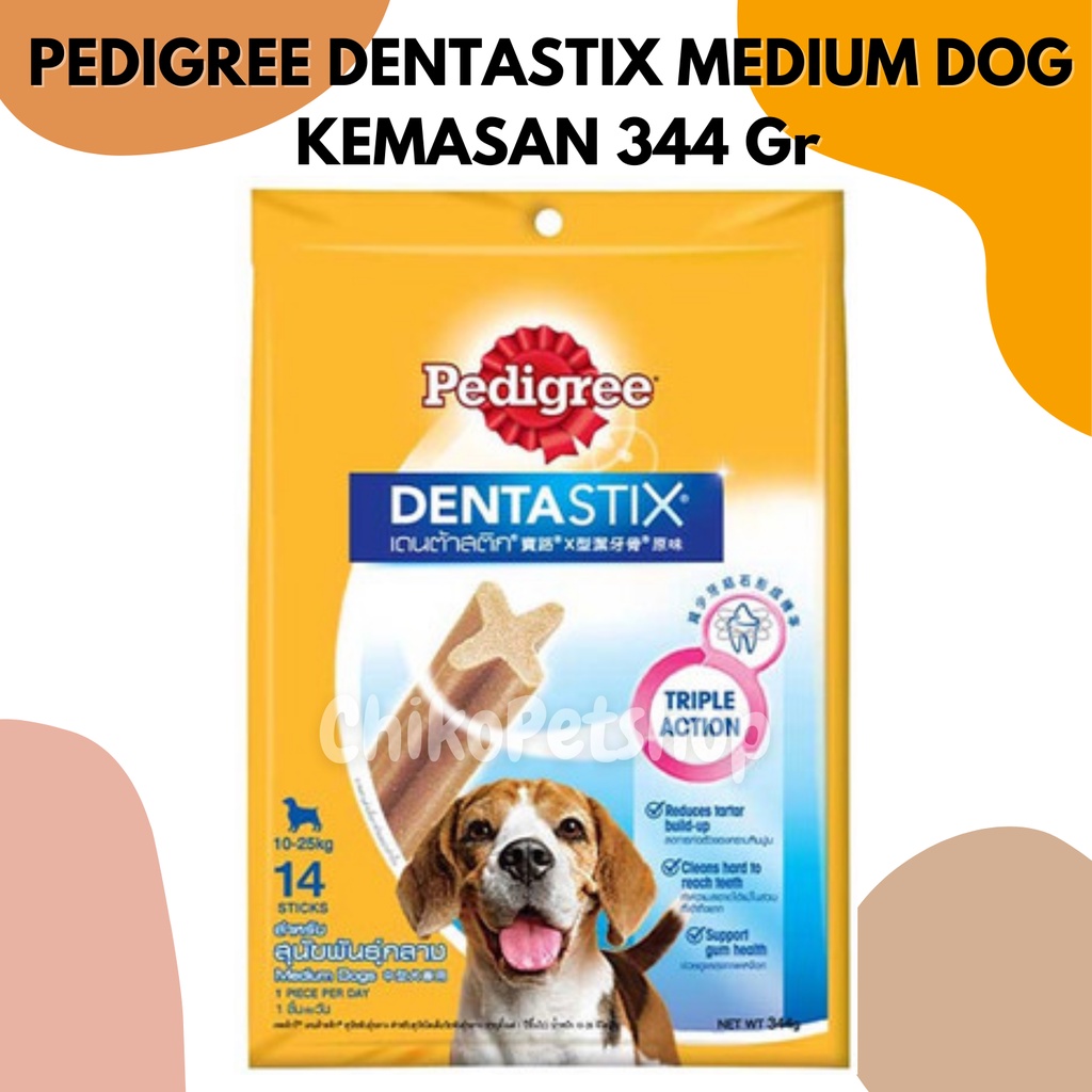 PEDIGREE® Dentastix Medium Snack Anjing 10-25Kg Kemasan 344 gr | DENTA STICK