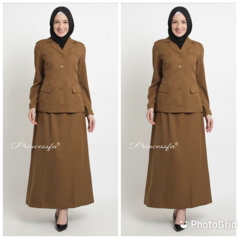 Blezer PRINCESSFA Kheki tua/ Seragam Kheki tua wanita/ Blezer PDH Kheki Tua PRINCESSFA/ Seragam ASN 