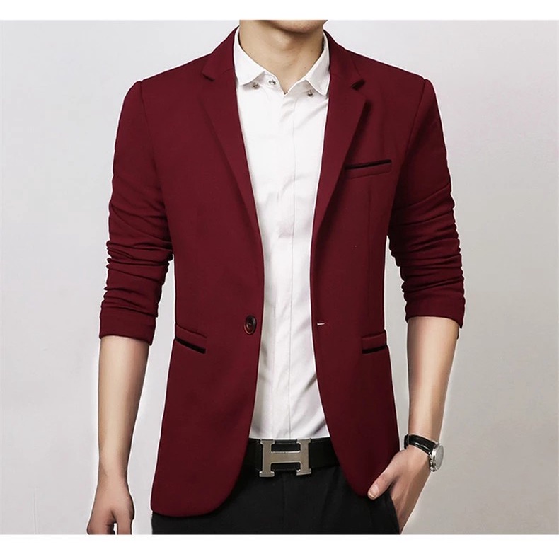 TERBARU EXCLUSIVE BLAZER SLIMFIT PRIA SUPER MAROON MODEL KANCING 1 BAHAN PREMIUM HIGH TWIST EXCLUSIVE ORIGINAL NIKAYU (S,ML,XL)