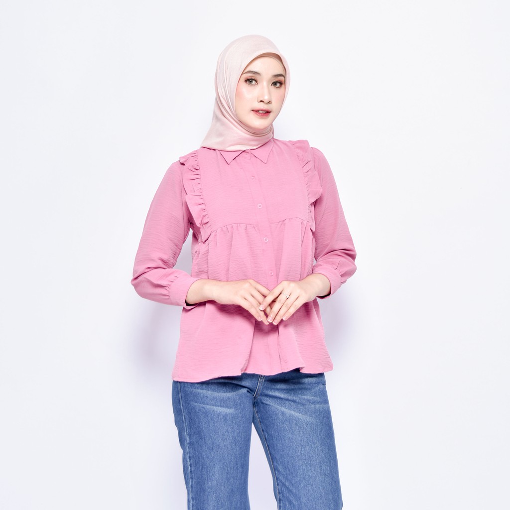 KEMEJA BLOUSE REMPEL LOLA SWAL KRINKLE SHIRT PREMIUM SHIRT B387