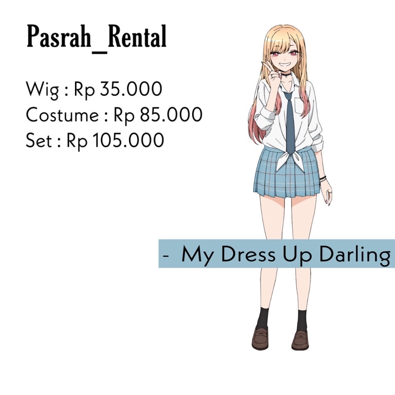 SEWA RENTAL KOSTUM / COSPLAY COSTUME MARIN KITAGAWA MY DRESS UP DARLING