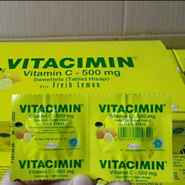 VITACIMIN Lemon Orange Vitamin C 500mg per strip lebih murah