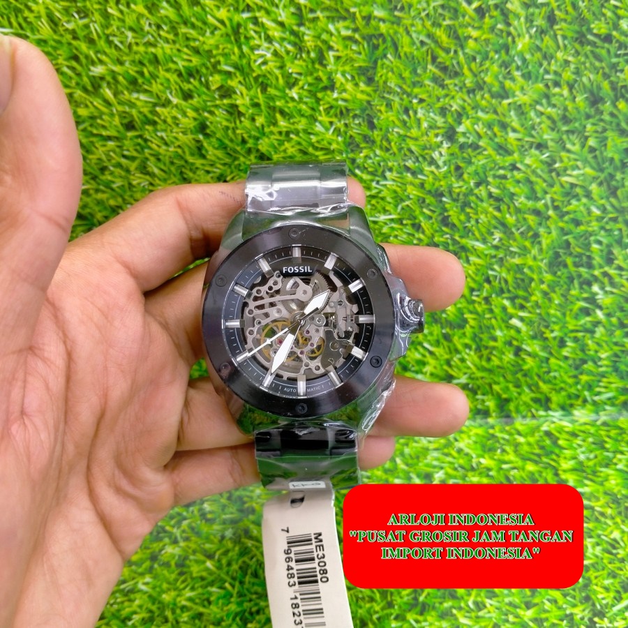 Jam Pria Fossil Me3080 Modern Machine Automatic Black Garansi 1th