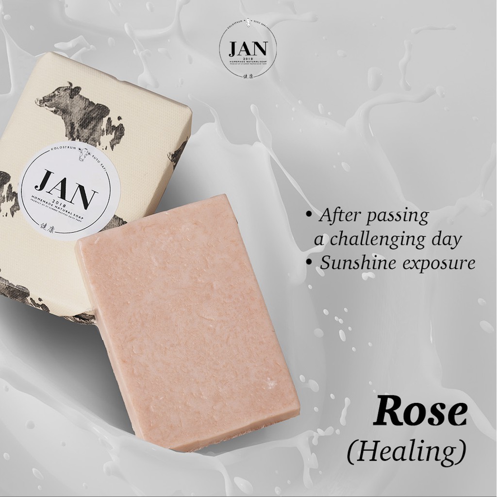 sabun mandi kolostrum susu sapi murni / cow colostrum milk soap bar jansdairy.id - ROSE / MAWAR