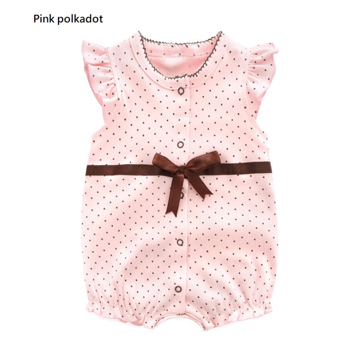 A74- Baju Jumper /pakaian romper bayi anak perempuan  motif polkadot pita kualitas premium