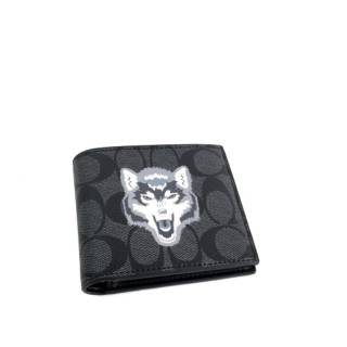 COACH Mens Wallet Double Billfold Wolf Signature Shopee 