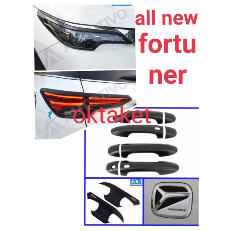 paket lengkap all new fortuner hitam jsl garnish outer handle tank