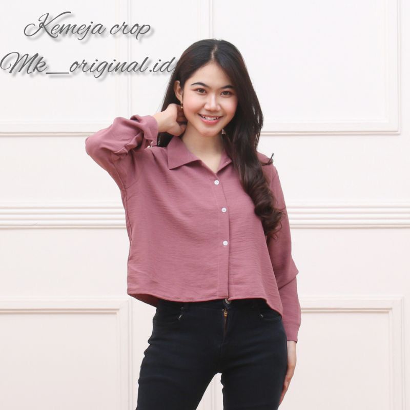 KEMEJA CROP / HANIN CROP / KEMEJA CRINKLE WANITA KEKINIAN