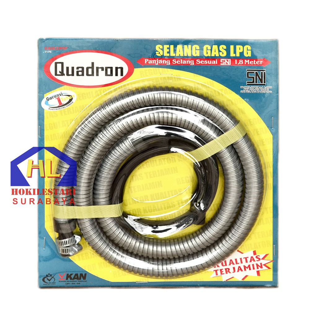 Selang kompor gas Elpiji Quadron.