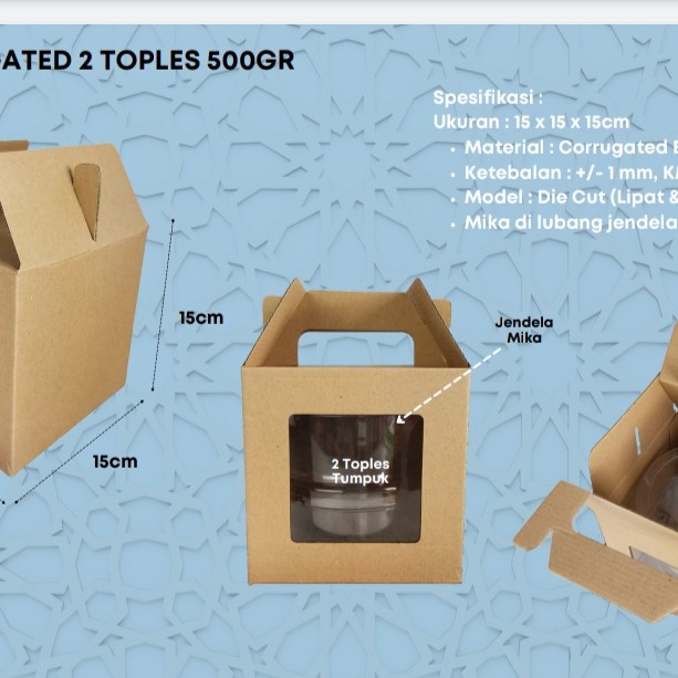 

Kotak Kardus Box Corrugated Cookies Muat 2 toples 500gr 5pcs