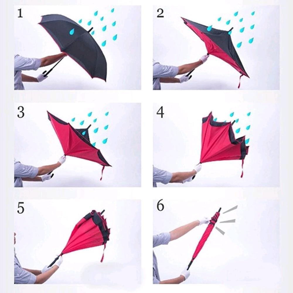 PAYUNG JUMBO KAZBRELLA TERBALIK GAGANG C 2 LAPIS REVERSE UMBRELLA MOTIF 3D MODEL LIPAT TOMBOL PENCE