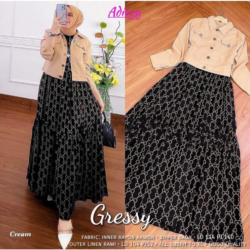 Gamis/Dress All Motif Alila Stacy Livy/Livina Almera Pretty Helina Flavio Erella Fiolin Gressy Miloa Jelio Amaris Sabrina Vidya Areola Talia Machio Zolla Geisya Gladis Eldora Morea Angeli Celine Adieva Matt Rayon Viscose-Gressy cream