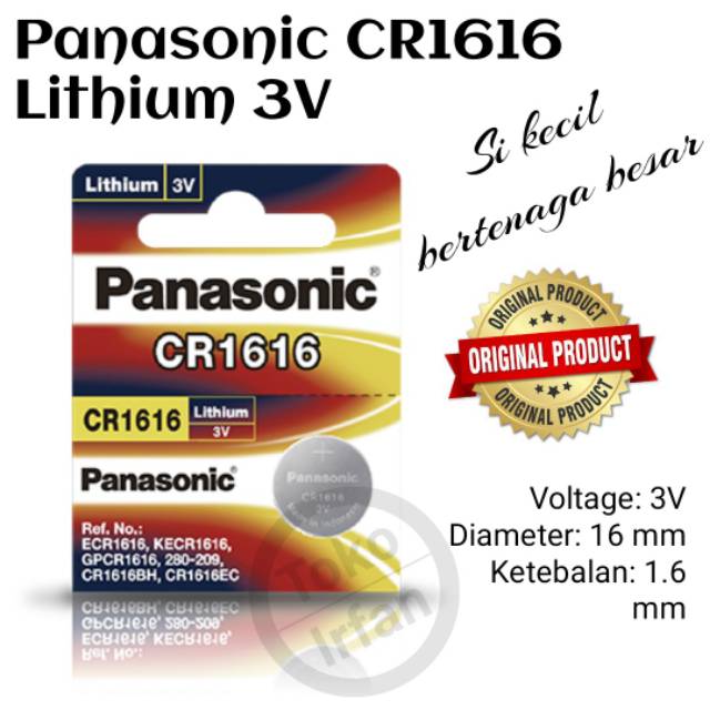 BATERAI PANASONIC CR1616 ORIGINAL LITHIUM COIN BATTERY 3 VOLT