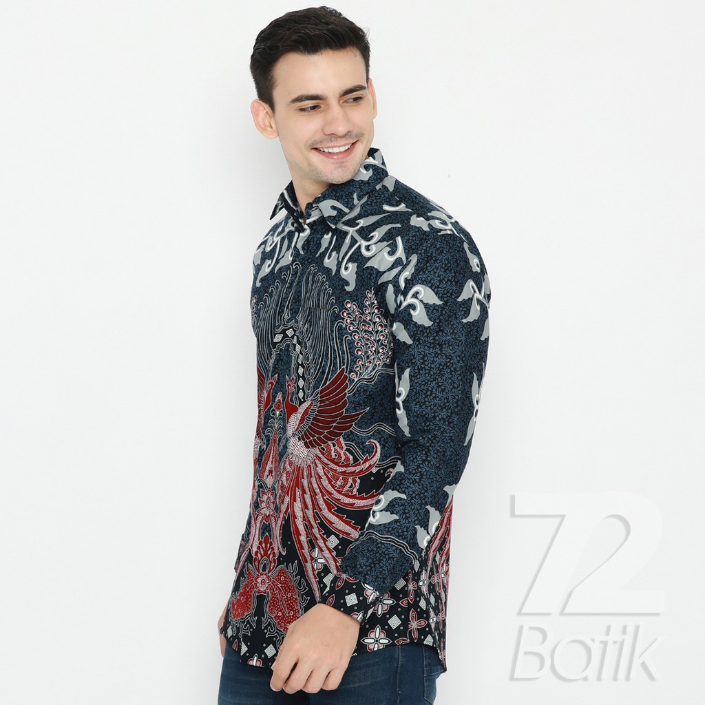 BAJU BATIK PRIA Alonso Kemeja Lengan Panjang Slimfit Premium Biru Dongker Merah Abu Grey 725261 Cap 72 - Baju Kemeja Atasan Pakaian Setelan Batik Pria Cowok Laki Laki Remaja Keluarga Kantor Lengan Panjang Modern Slimfit Slim Fit Premium Kekinian