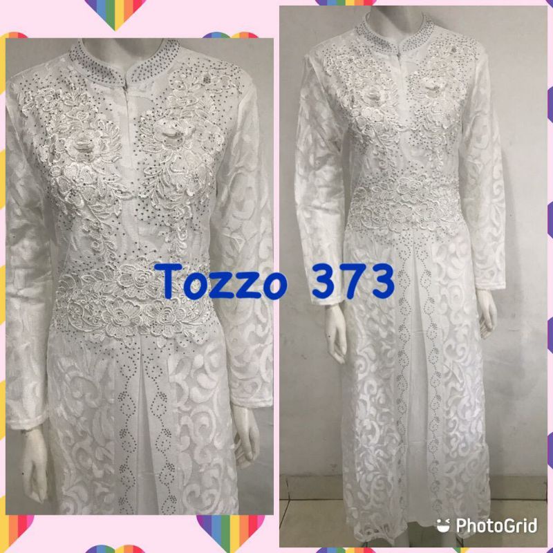 GAMIS PUTIH BRUKAT PAYET TOZZO IMPORT / GAMIS SERAGAMAN / KONDANGAN