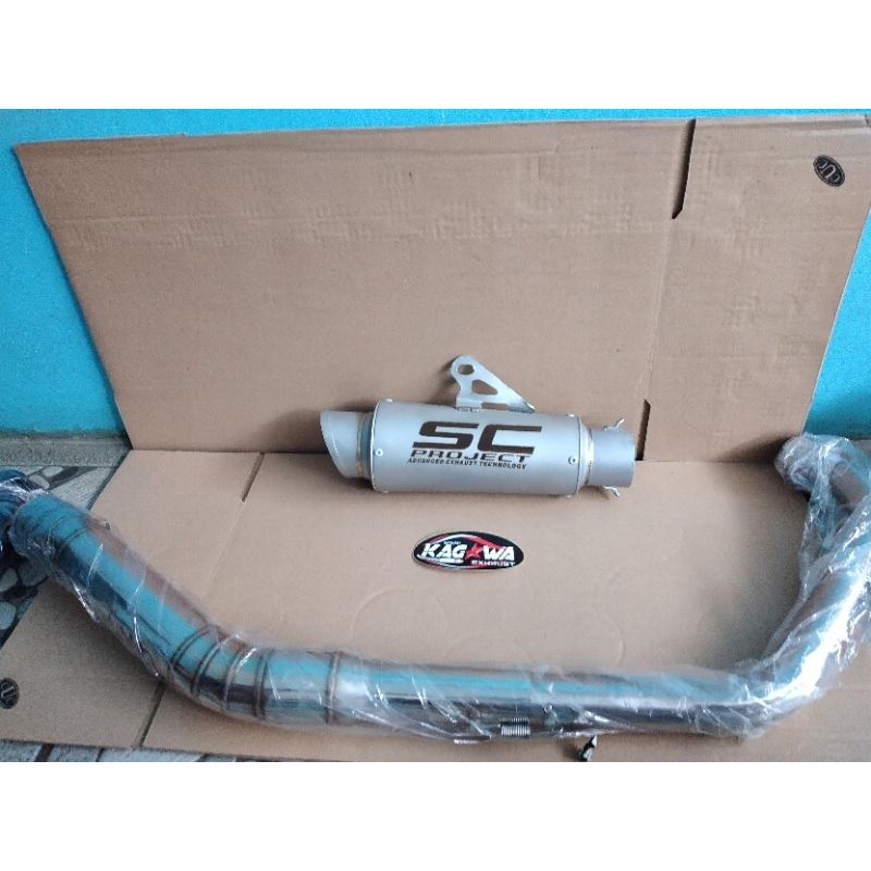 Knalpot Racing Sc Project Sandblash Cbr150r R15 v3 Satria fu Cb150r Vixion Mx king Tiger-6