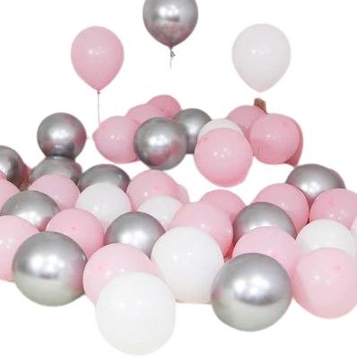 ➣ Balon latex Paket 24pc pastel pink & Chrome silver (PB04) ✼