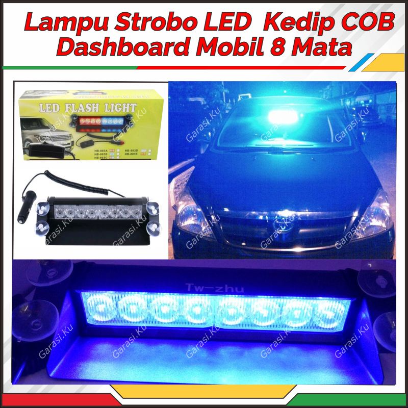 LAMPU LED MOBIL KEDIP TEMPEL KACA DASHBOARD KABIN DEPAN 8 TITIK MATA LED BIRU MERAH AVANZA XENIA JAZ
