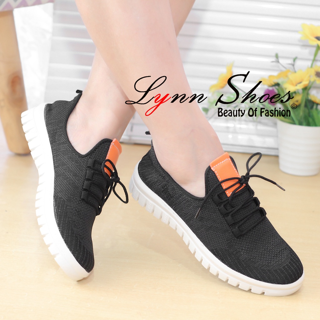 Lynn Sepatu Slip On Sneakers Tali Wanita K13U - Abu / Hitam