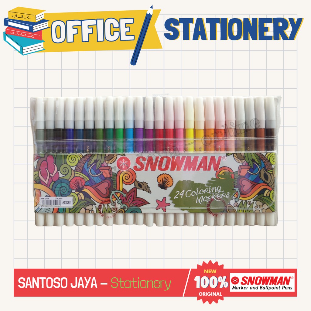 

Spidol SNOWMAN Kecil 24 Warna - Felt Pen SNOWMAN 24 Coloring Markers