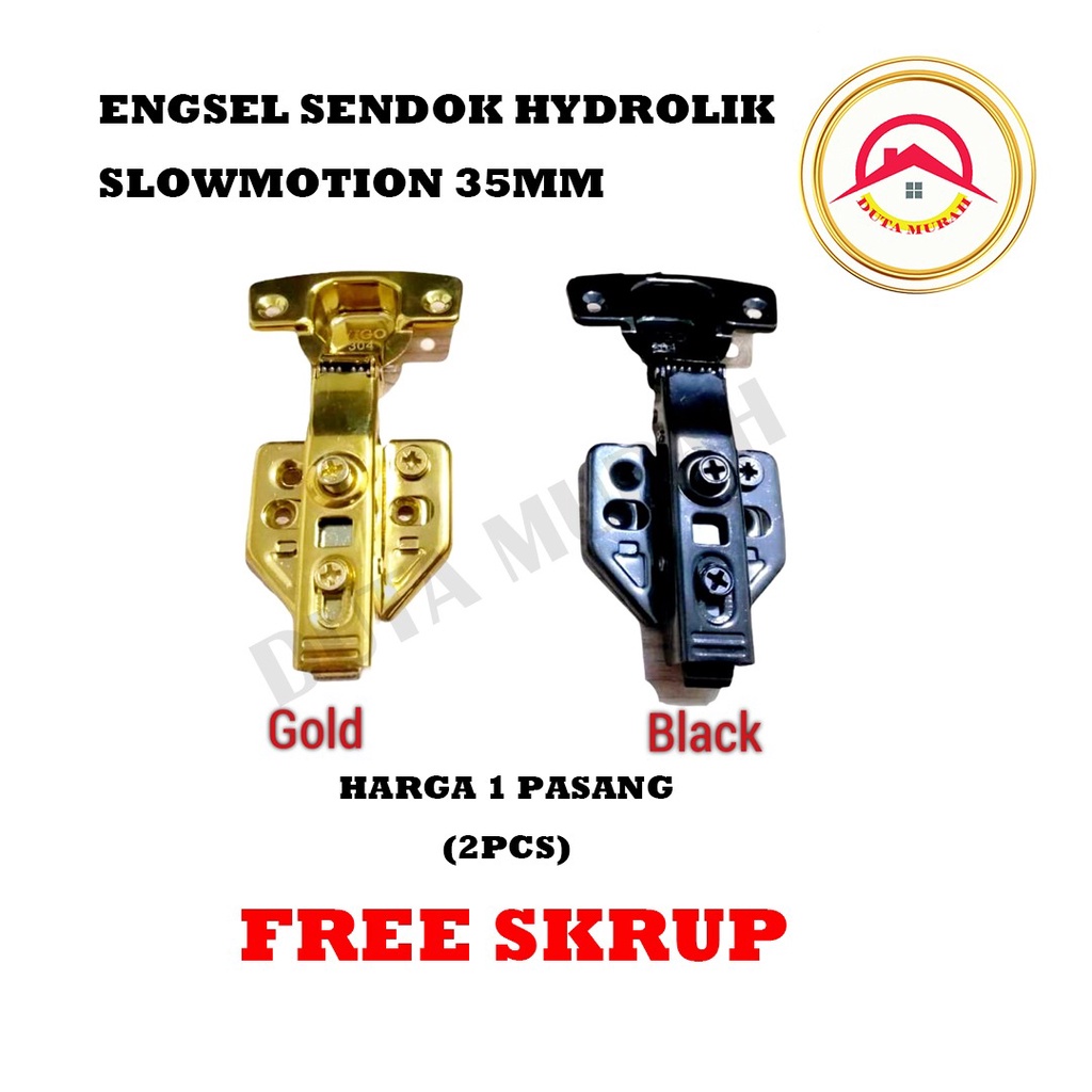 Engsel Sendok Slowmotion Stainless Steel 304 Fancy, Black &amp; Gold Isi (1 Set), FREE SEKRUP